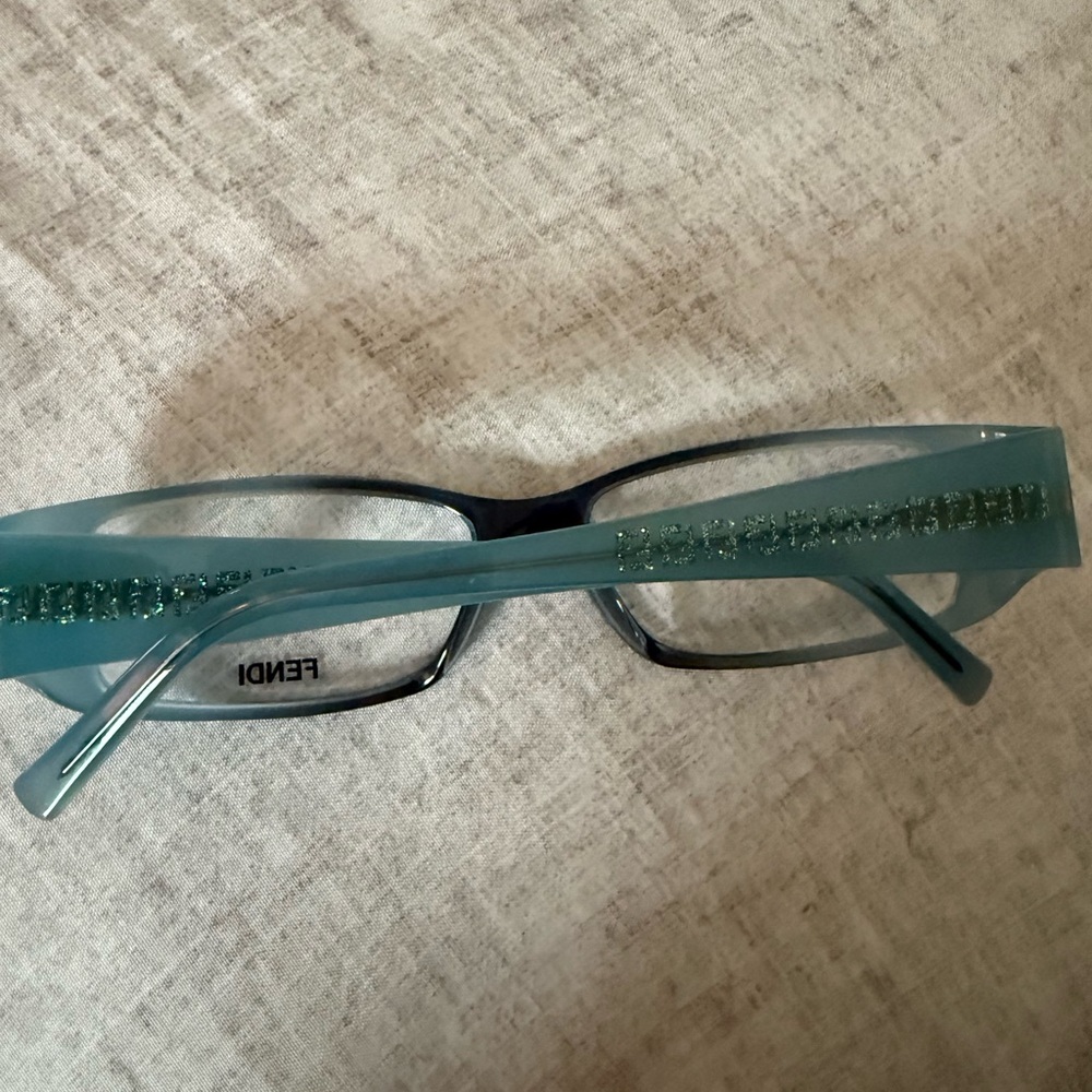 Fendi Blue Rectangular Glasses with Glossy Finish - Picture 2 of 6